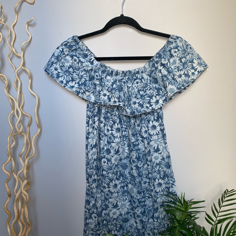 Off the Shoulder Sunflower Printed Ruffle Dress ⚡️